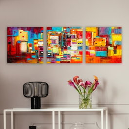 Wallity PDR6 Conjunto de 3 Pinturas Decorativas en Lienzo Multicolor